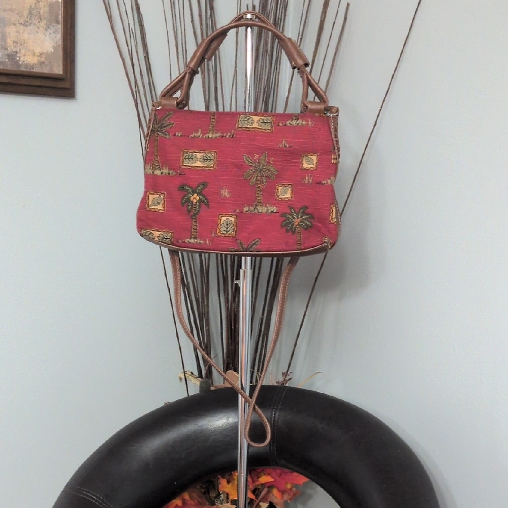 Relic Vintage Pruse Red with Palm Trees Crossbody Bag
